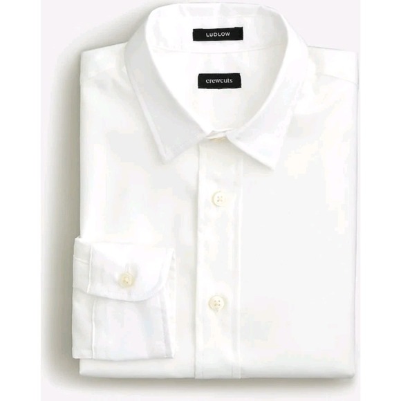 Crewcuts J.Crew Boys Ludlow Dress Shirt White Long Sleeve Size 6-7 Kids NWT $70 - Picture 1 of 7